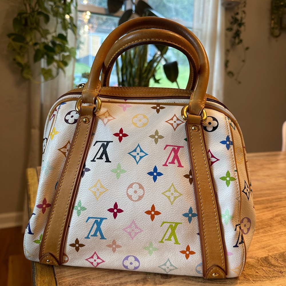 Louis Vuitton White Multicolor Monogram Satchel Vintage Priscilla - Picture 3 of 12